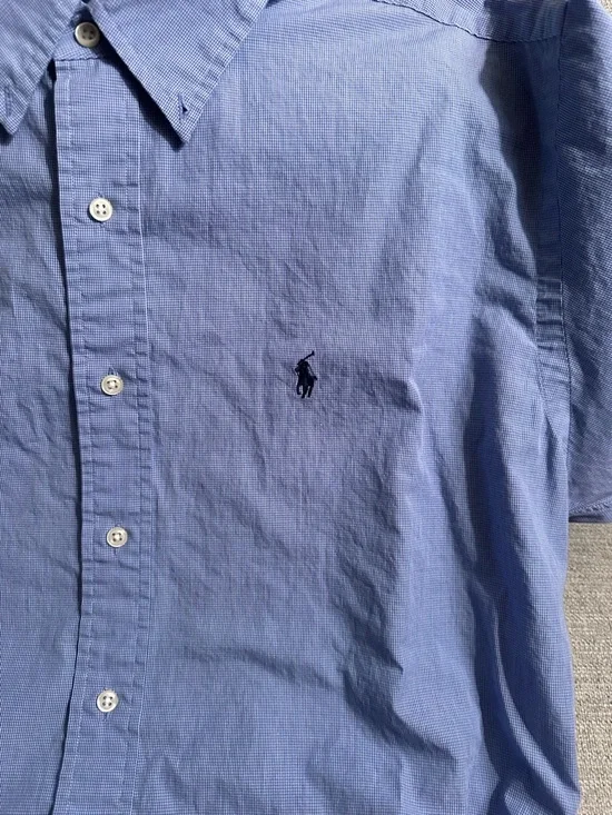 Polo Ralph Lauren Blake Men's M Blue Gingham Short Sleeve Button Down Shirt - Picture 5 of 9